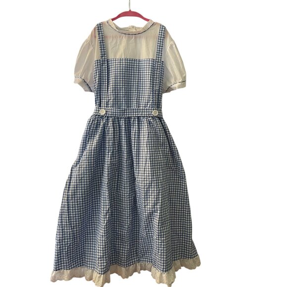 Wizard of Oz Dorothy Costume L/XL-  Halloween Adult Blue Gingham Dress One Piece - Picture 1 of 5